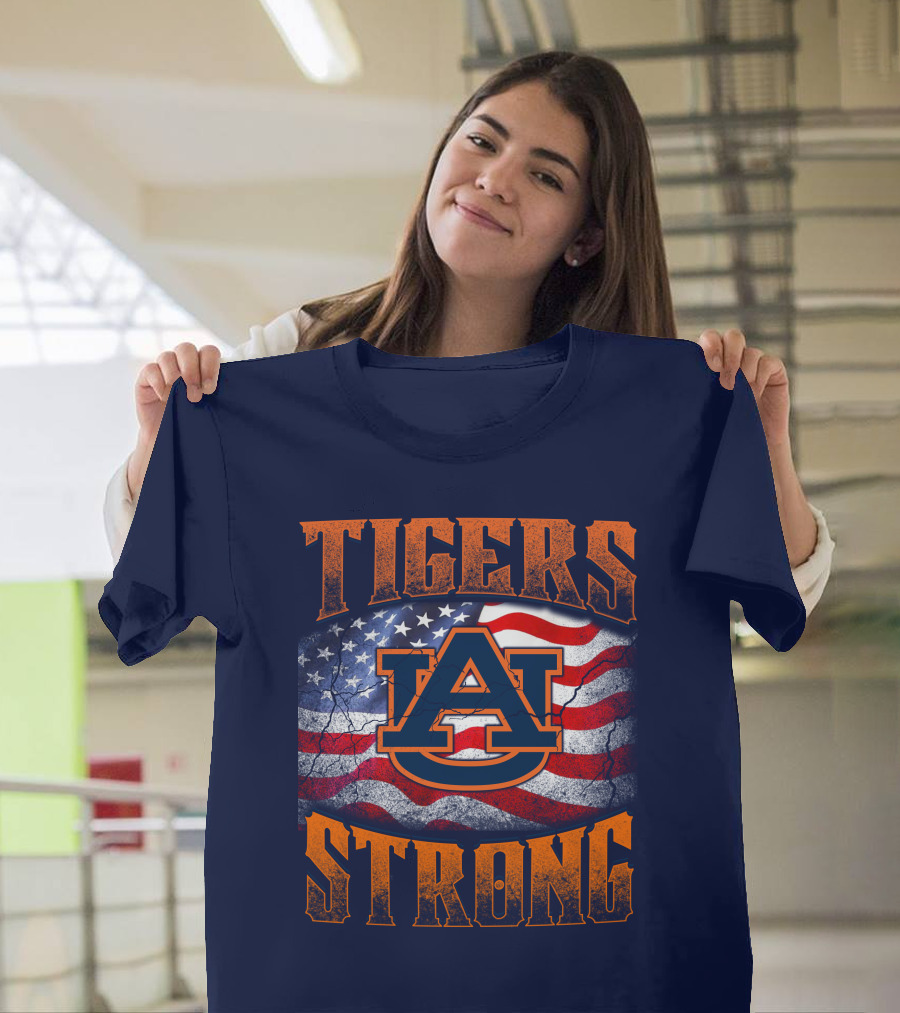 Auburn Tigers Strong American Flag T-Shirt
