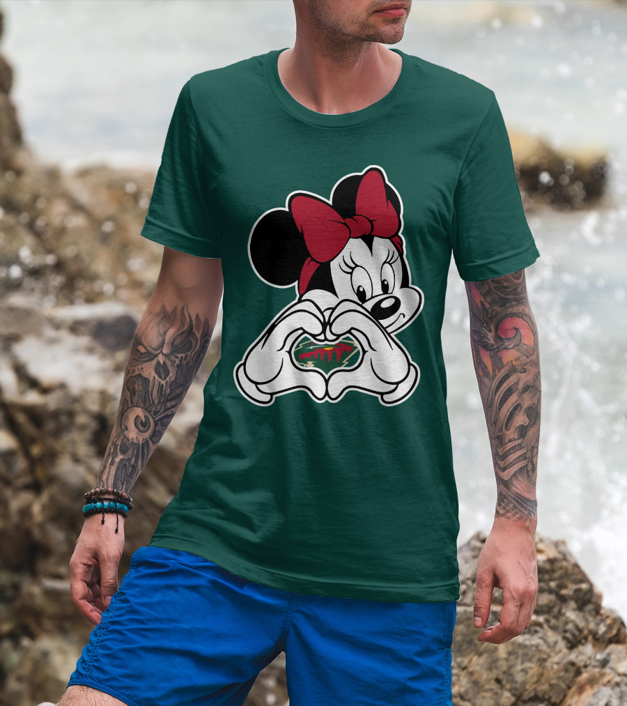 Minnie Heart Minnesota Wild Logo T-Shirt