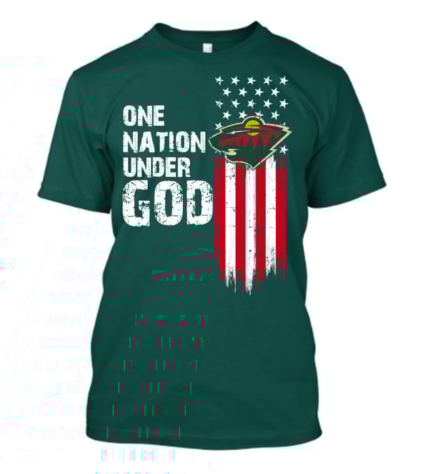 One Nation Under God Minnesota Wild Logo American Flag Stars And Stripes T-Shirt