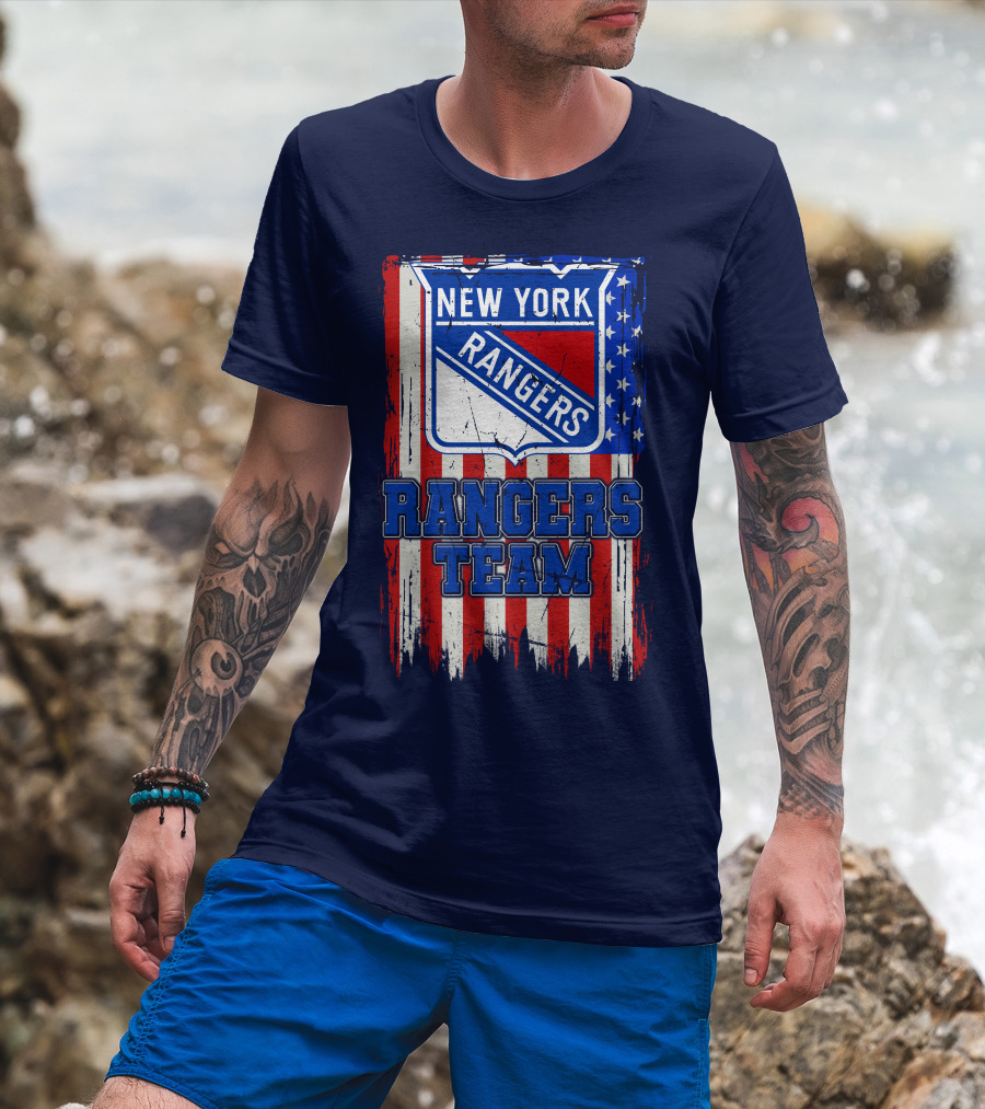 New York Rangers Team American Flag Style T-Shirt