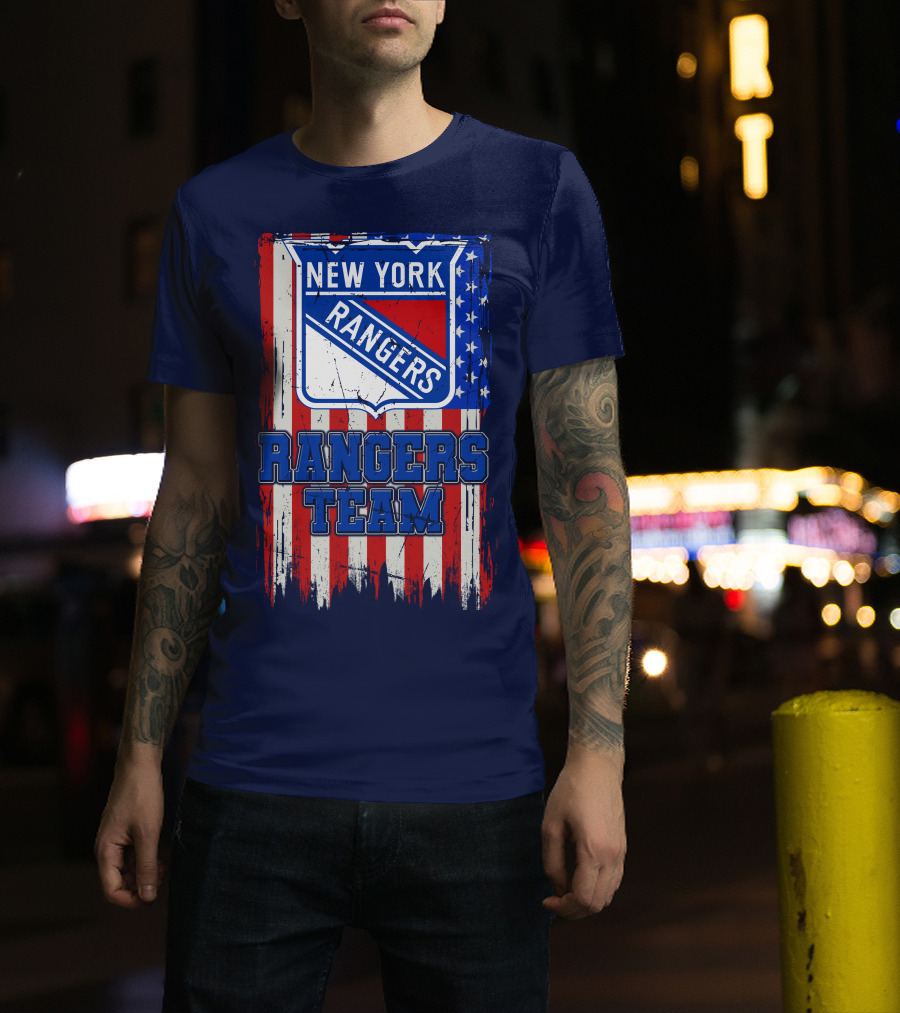 New York Rangers Team American Flag Style T-Shirt