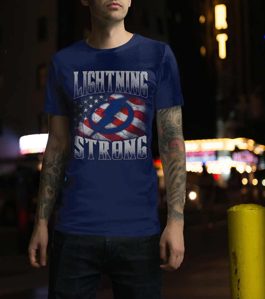Tampa Bay Lightning Strong American Flag T-Shirt