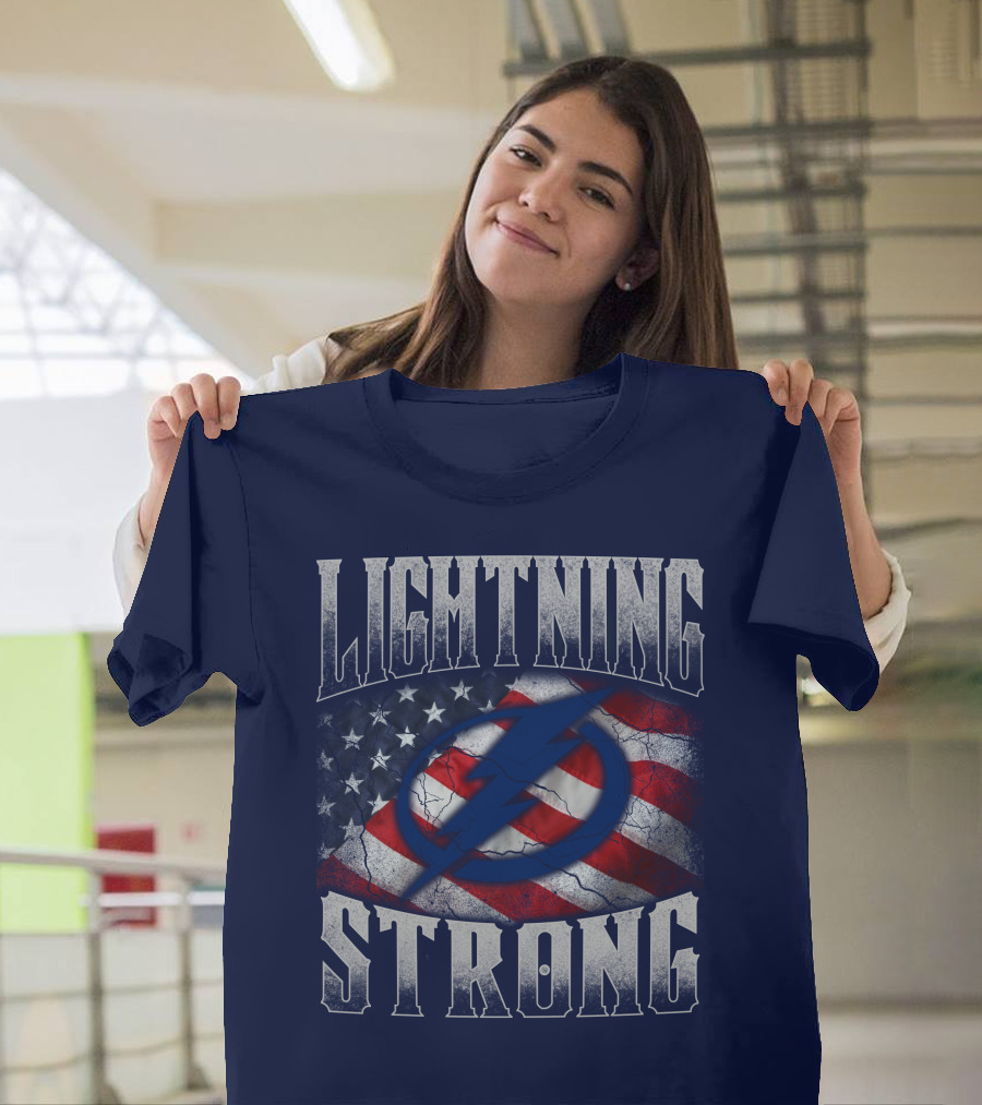 Tampa Bay Lightning Strong American Flag T-Shirt