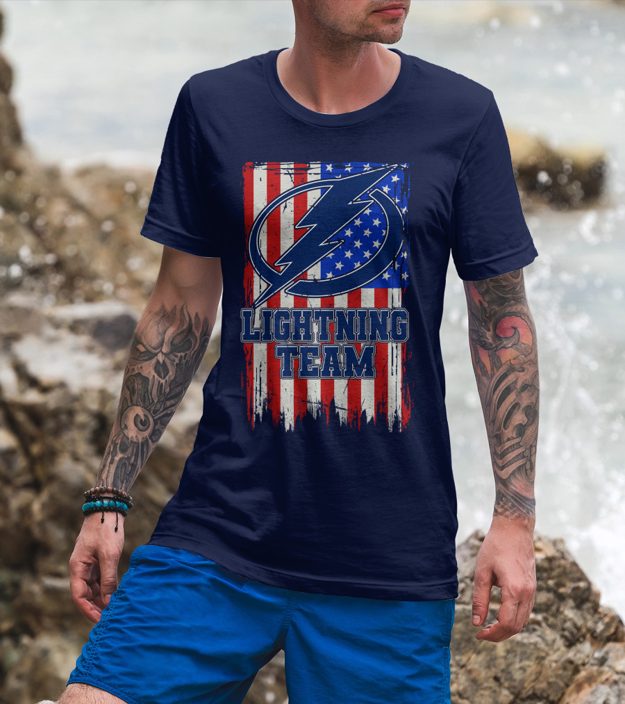 Tampa Bay Lightning Team American Flag T-Shirt