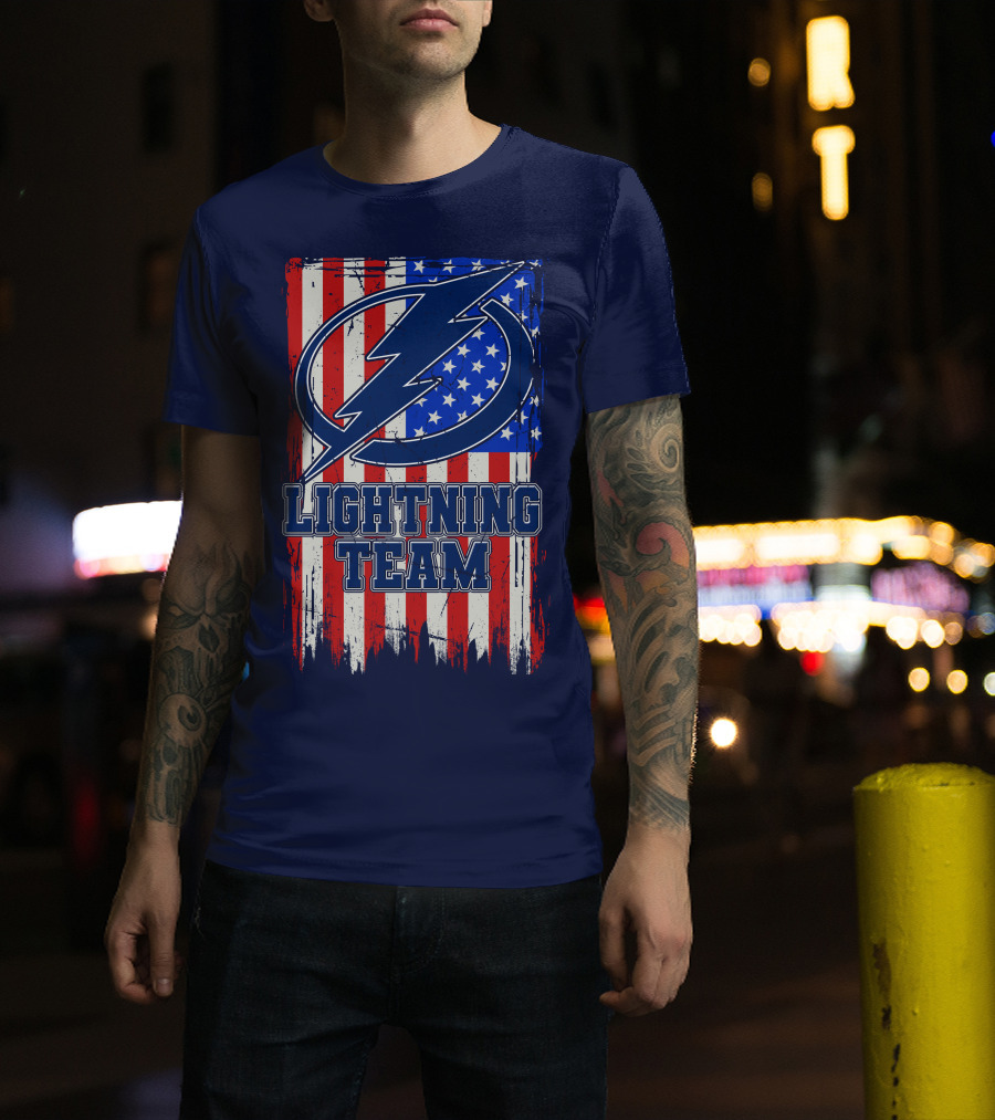 Tampa Bay Lightning Team American Flag T-Shirt