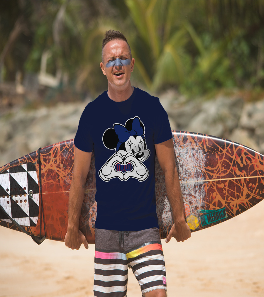 Minnie Mouse Heart Hands New York Giants Nfl Collaboration T-Shirt