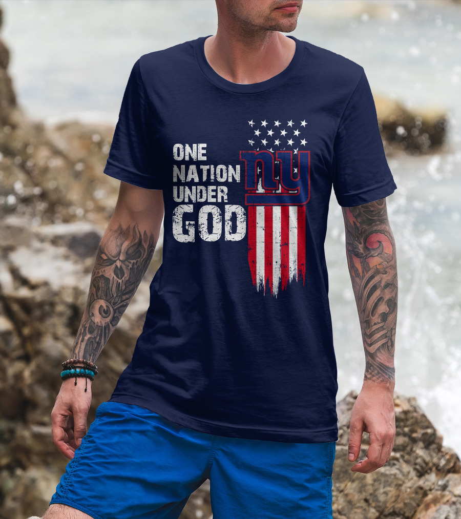 One Nation Under God Ny American Flag Design New York Giants T-Shirt