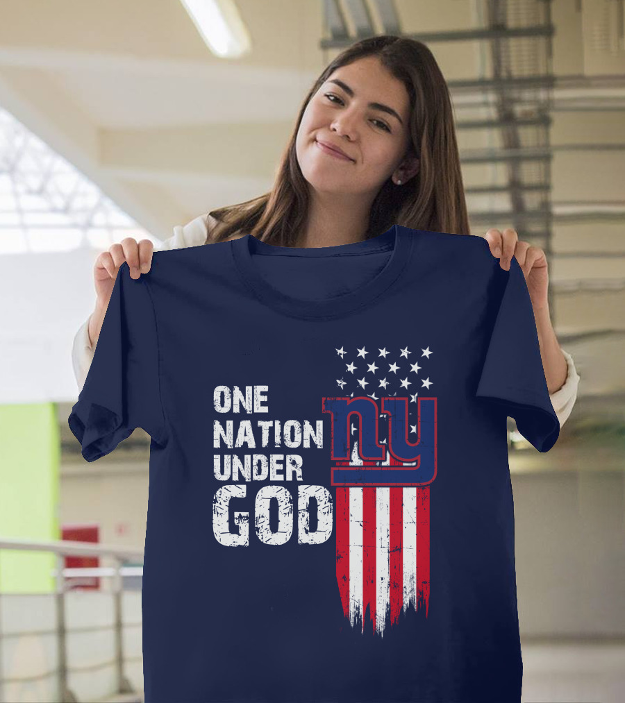 One Nation Under God Ny American Flag Design New York Giants T-Shirt