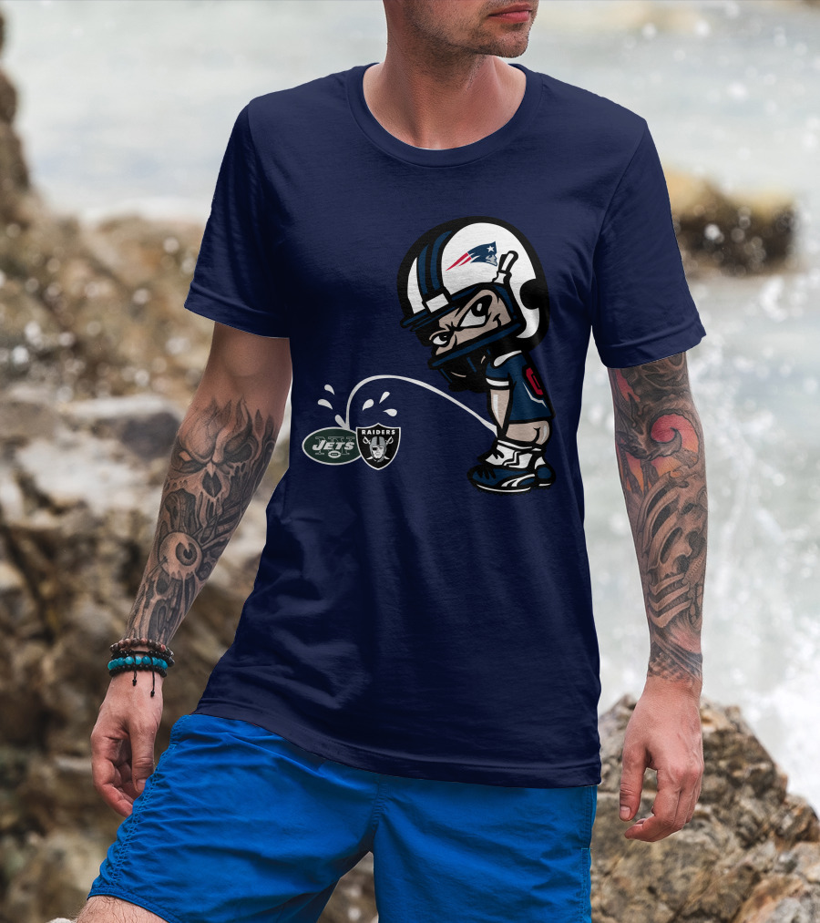 New England Patriots Jets Raiders Rivalry Cartoon T-Shirt