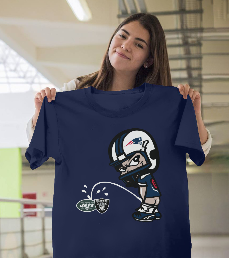 New England Patriots Jets Raiders Rivalry Cartoon T-Shirt
