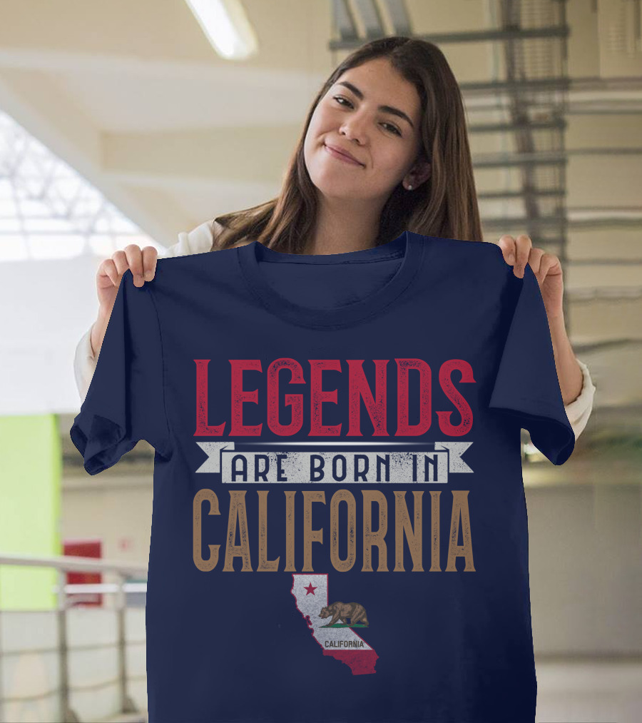 Legends Are Born In California State Flag Bear T-Shirt
