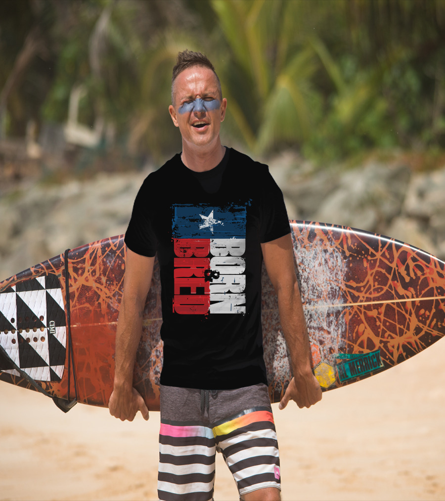 Born & Bred Texas Flag Star Grunge Style T-Shirt