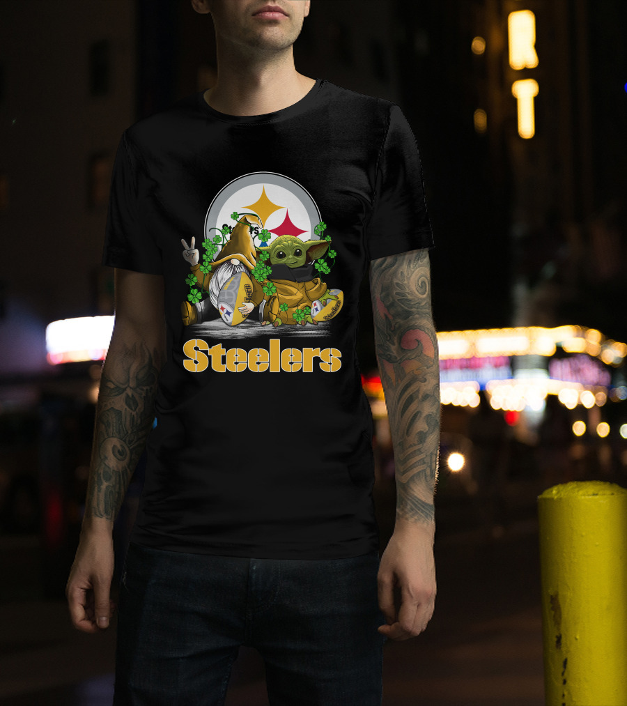 Steelers Shamrock Gnome And Green Alien Football T-Shirt