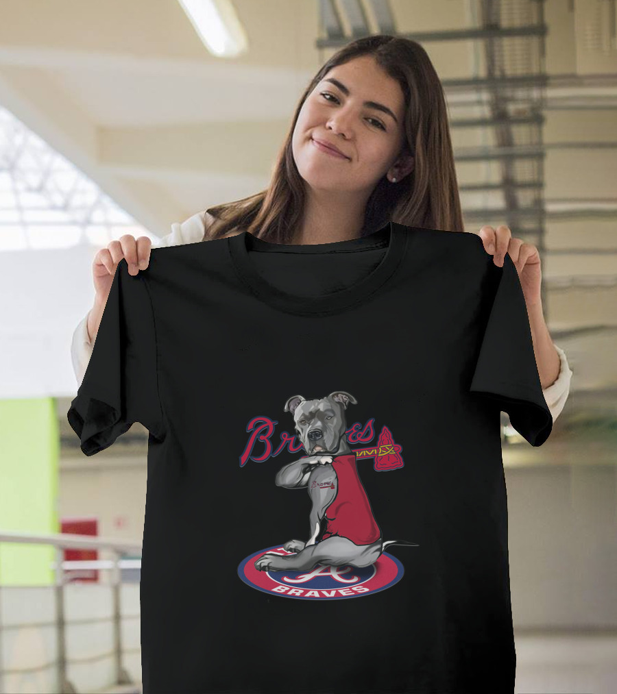 Braves Dog Red Jersey Atlanta Braves Pitbull T-Shirt
