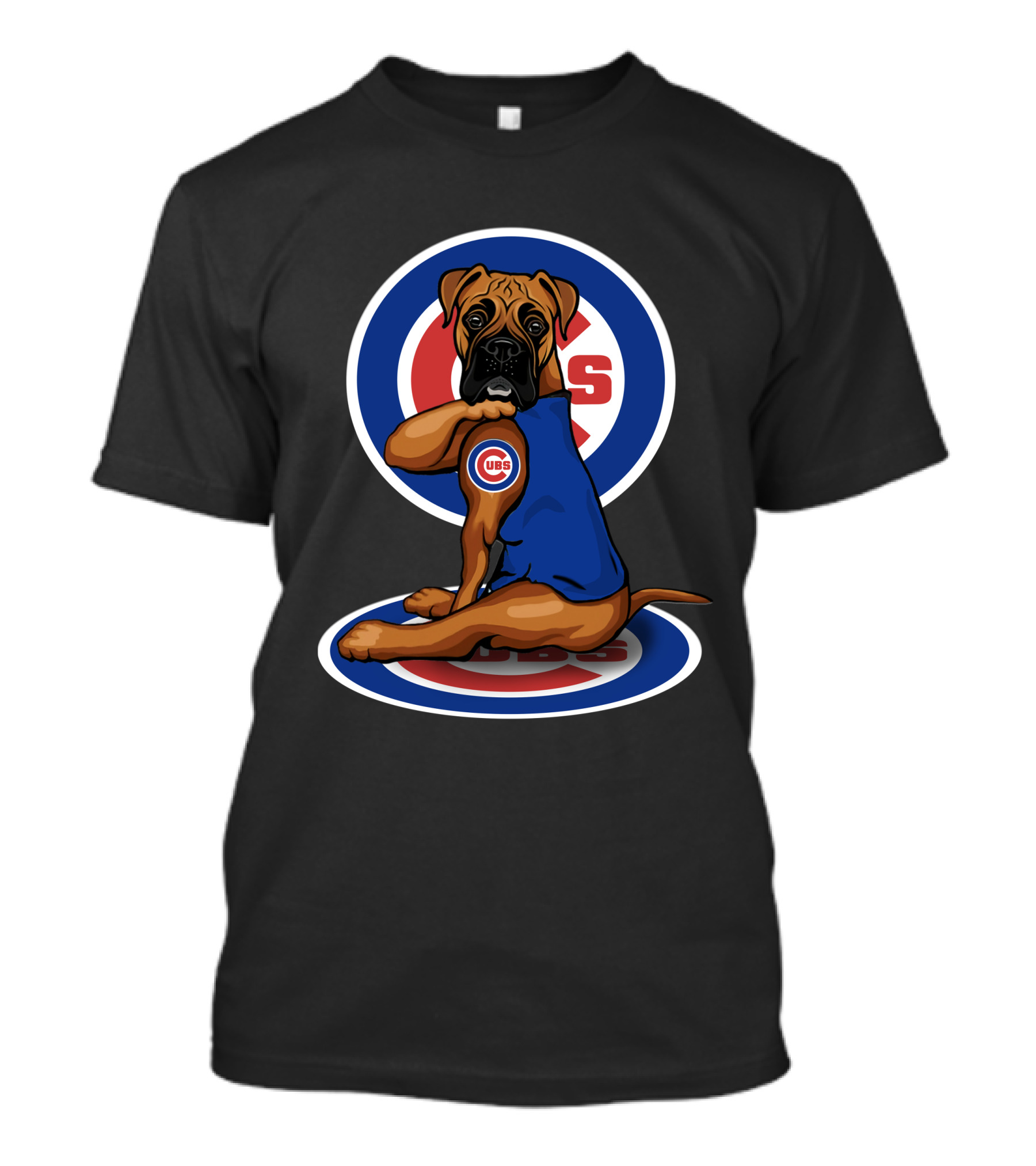 Chicago Cubs Boxer Dog With Logo Fan Gear T-Shirt