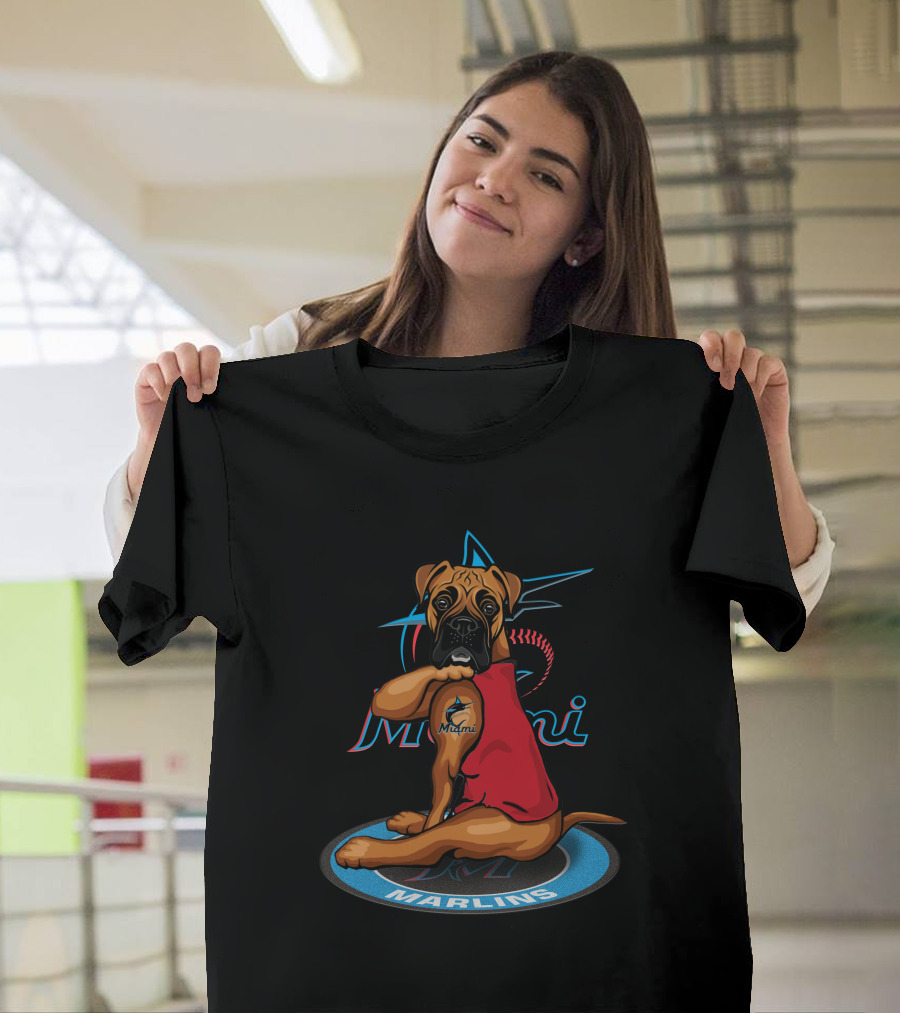 Miami Marlins Dog With Marlins Logo On A Star T-Shirt
