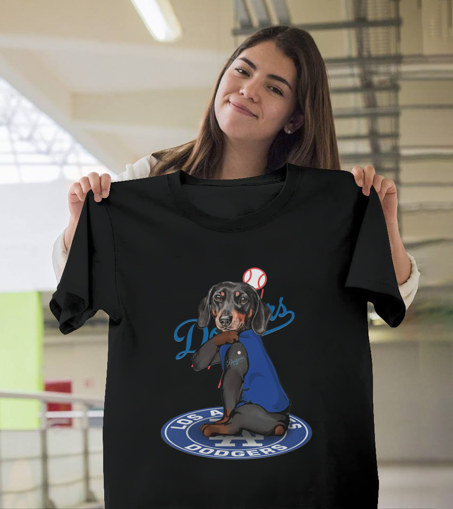 Los Angeles Dodgers Dachshund Baseball Team T-Shirt