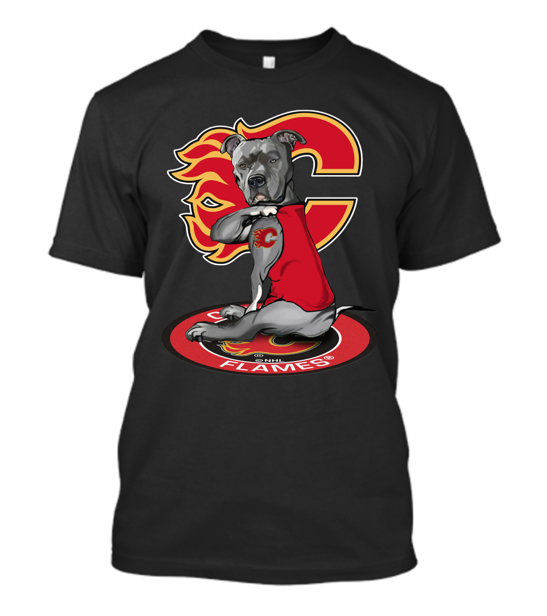 Calgary Flames Dog Logo Nhl T-Shirt