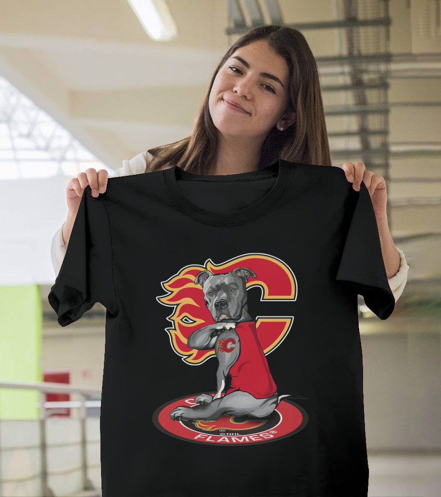 Calgary Flames Dog Logo Nhl T-Shirt