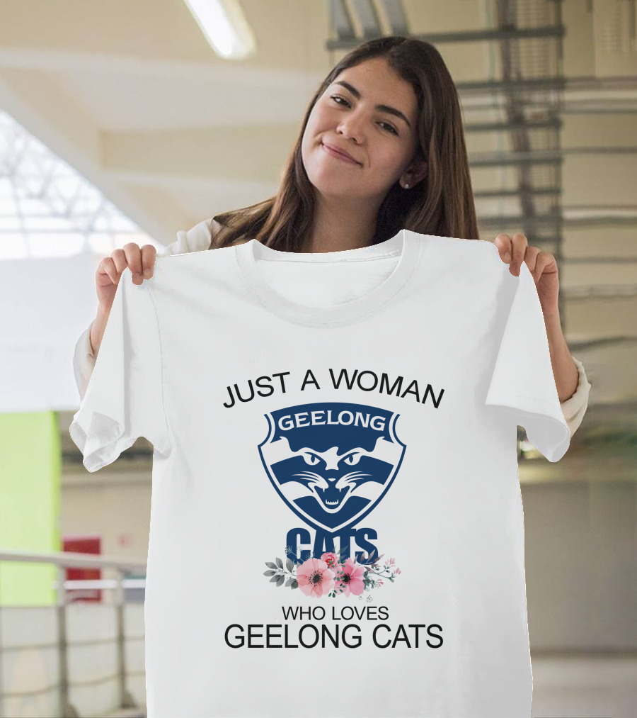 Just A Woman Who Loves Geelong Cats T-Shirt