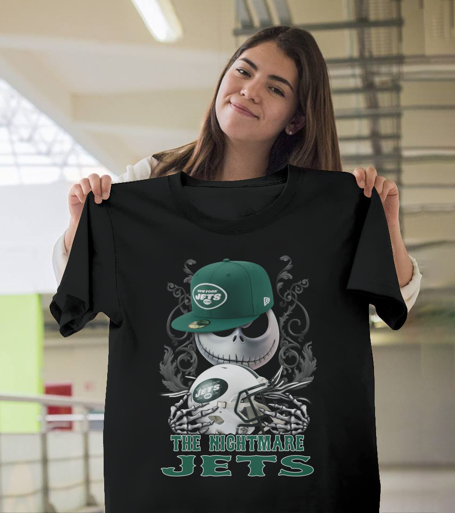 New York Jets The Nightmare Skellington Helmet T-Shirt