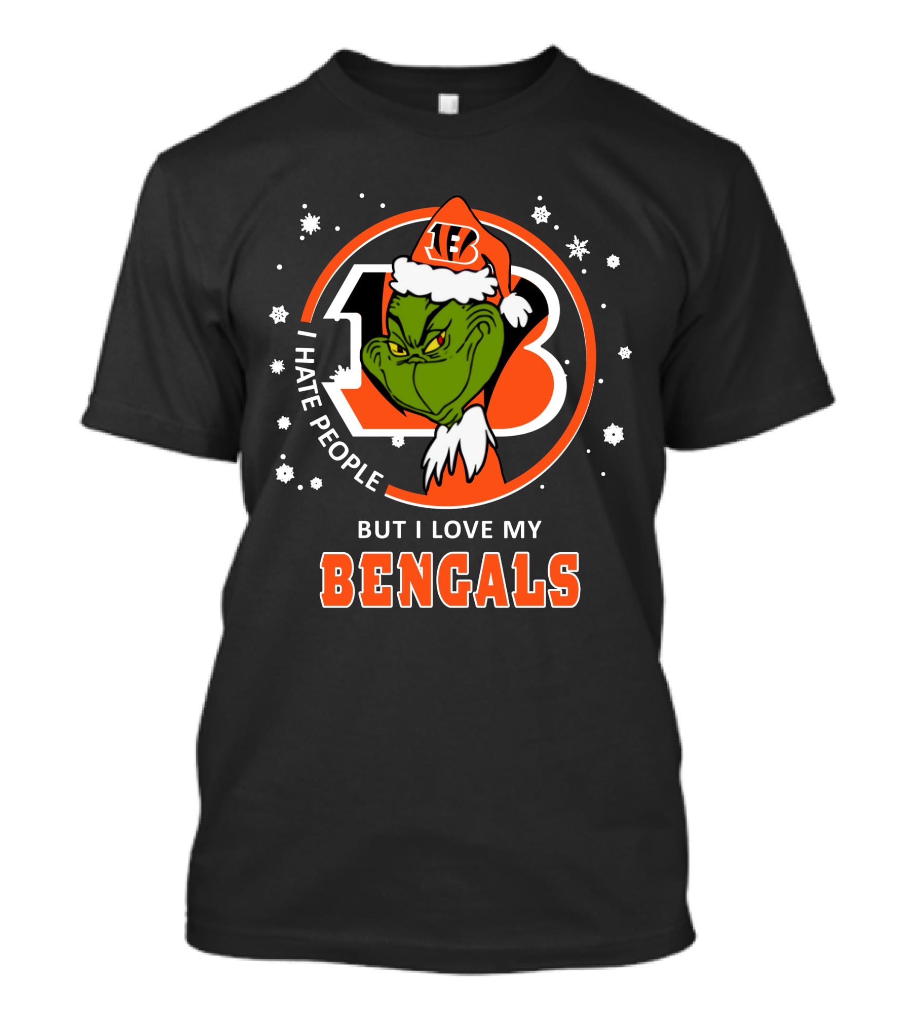 I Hate People But I Love My Bengals Ds004-07-Cincinnati Bengals Grinch Christmas Edition T-Shirt