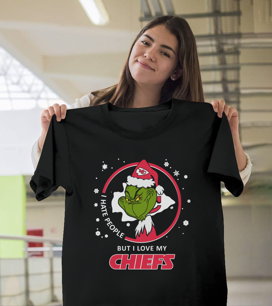 Kansas City Chiefs Grinch I Hate People But I Love My Chiefs T-Shirt