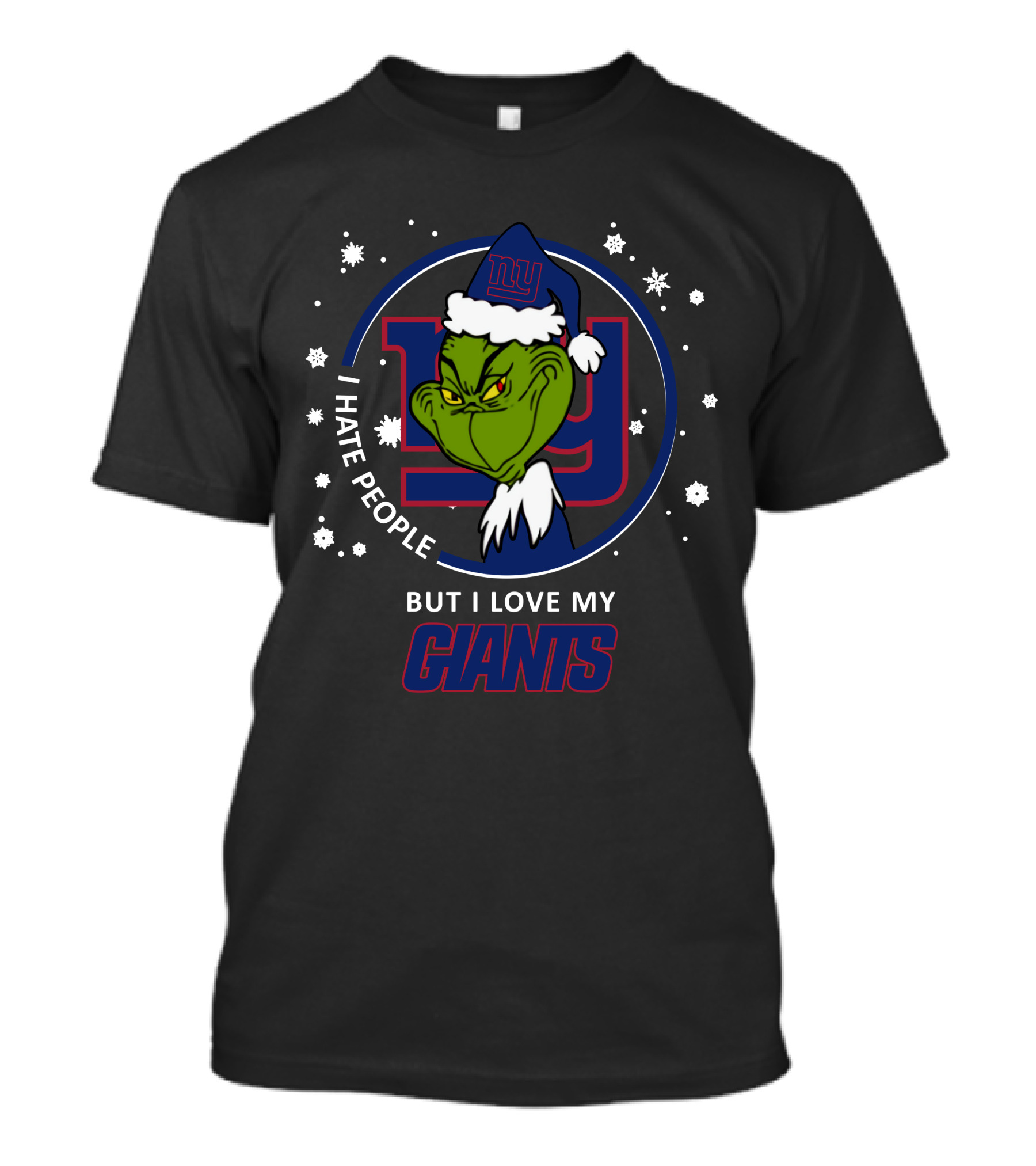 I Hate People But I Love My New York Giants Grinch Snowflakes T-Shirt