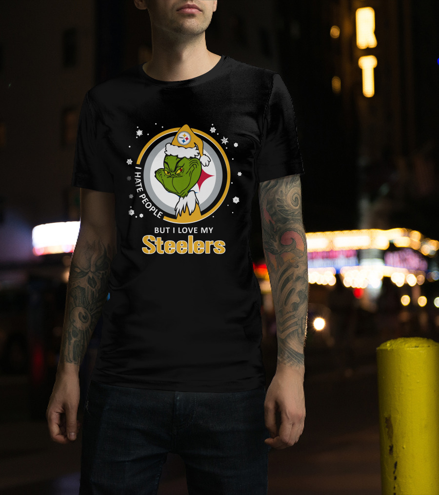 I Hate People But I Love My Pittsburgh Steelers Grinch T-Shirt