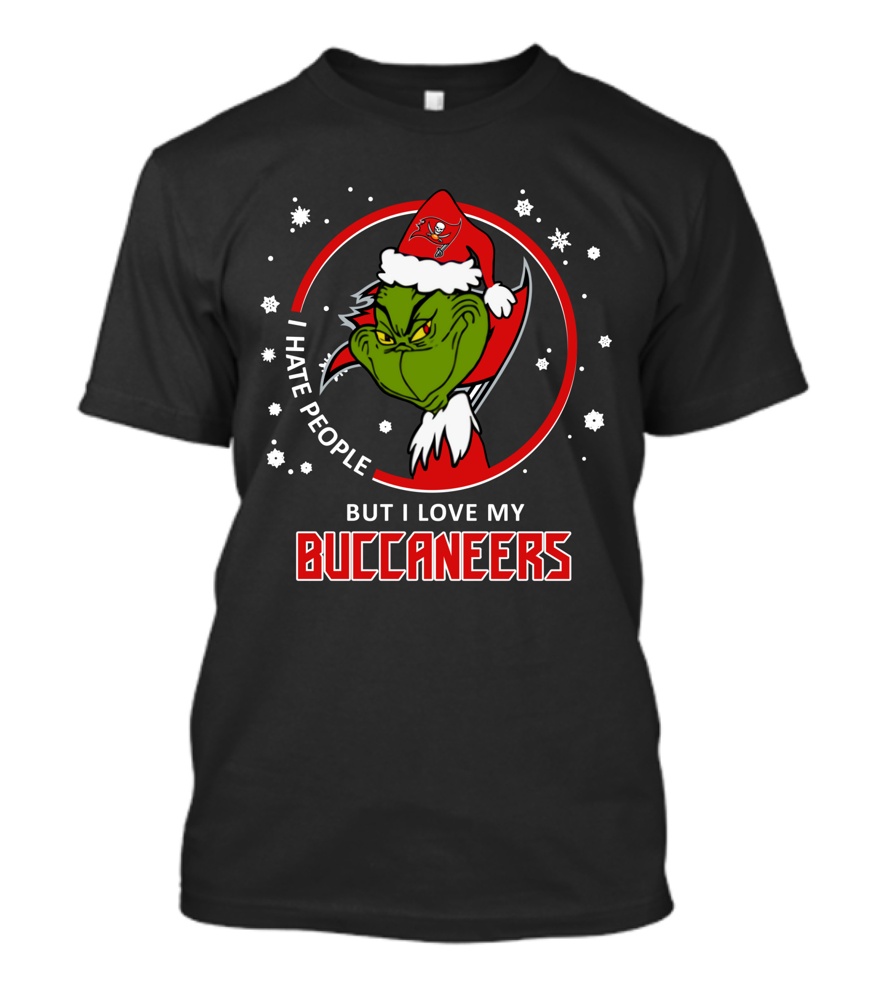 I Hate People But I Love My Buccaneers Tampa Bay Buccaneers Grinch Christmas T-Shirt