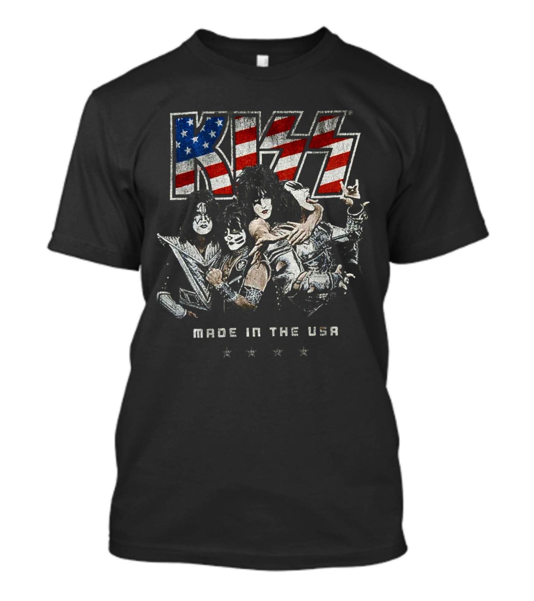 KISS Made In The USA Stars And Stripes Band Members T-Shirt