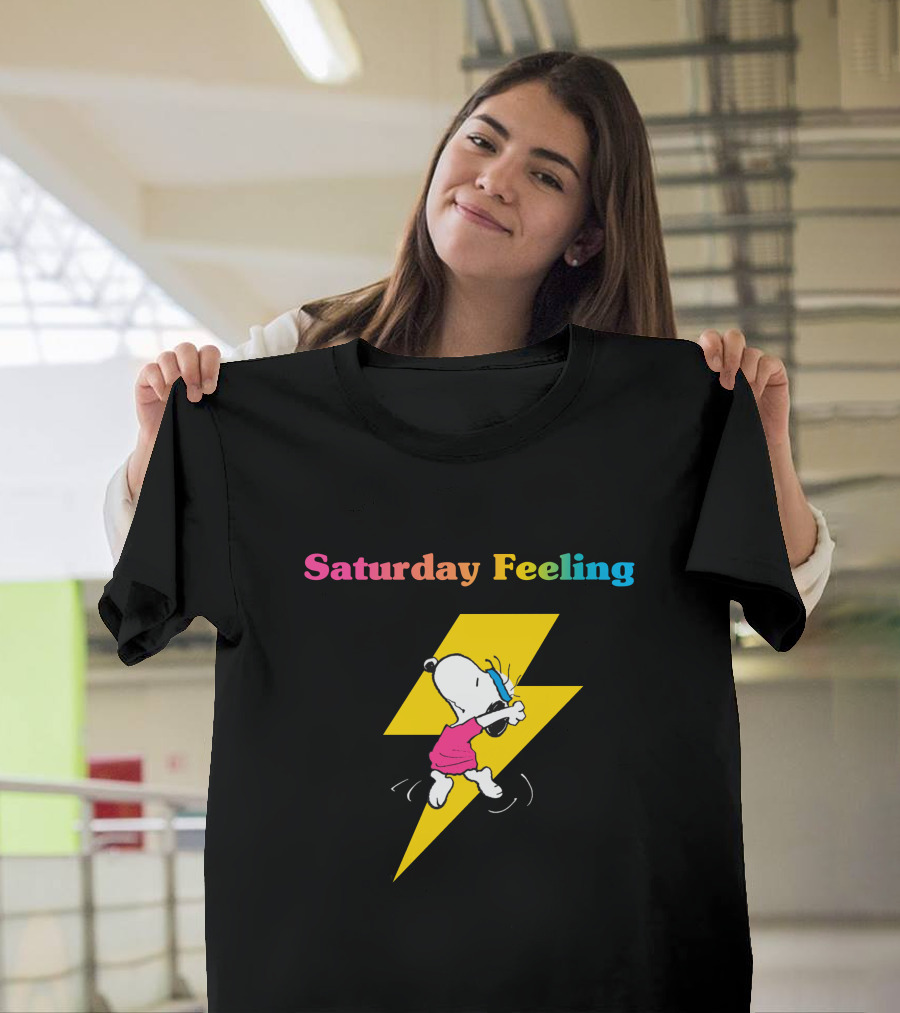 Saturday Feeling Snoopy Dancing Lightning Bolt T-Shirt