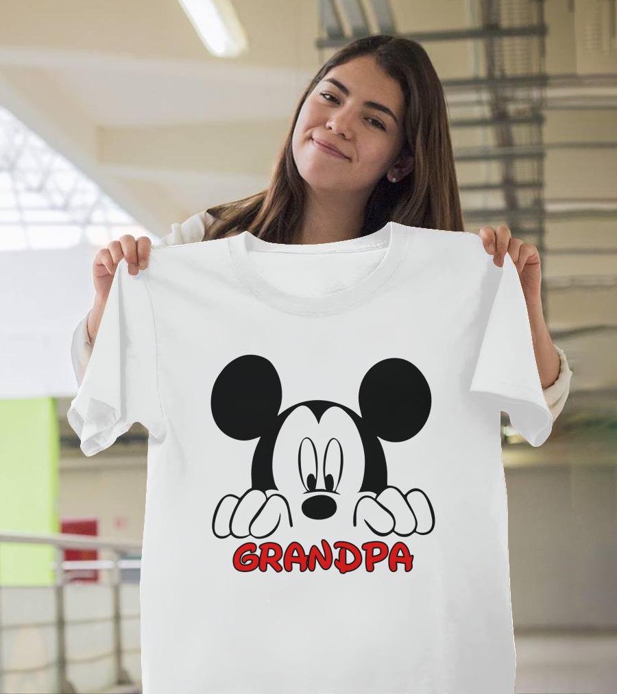 Mickey Mouse Peeking Grandpa T-Shirt