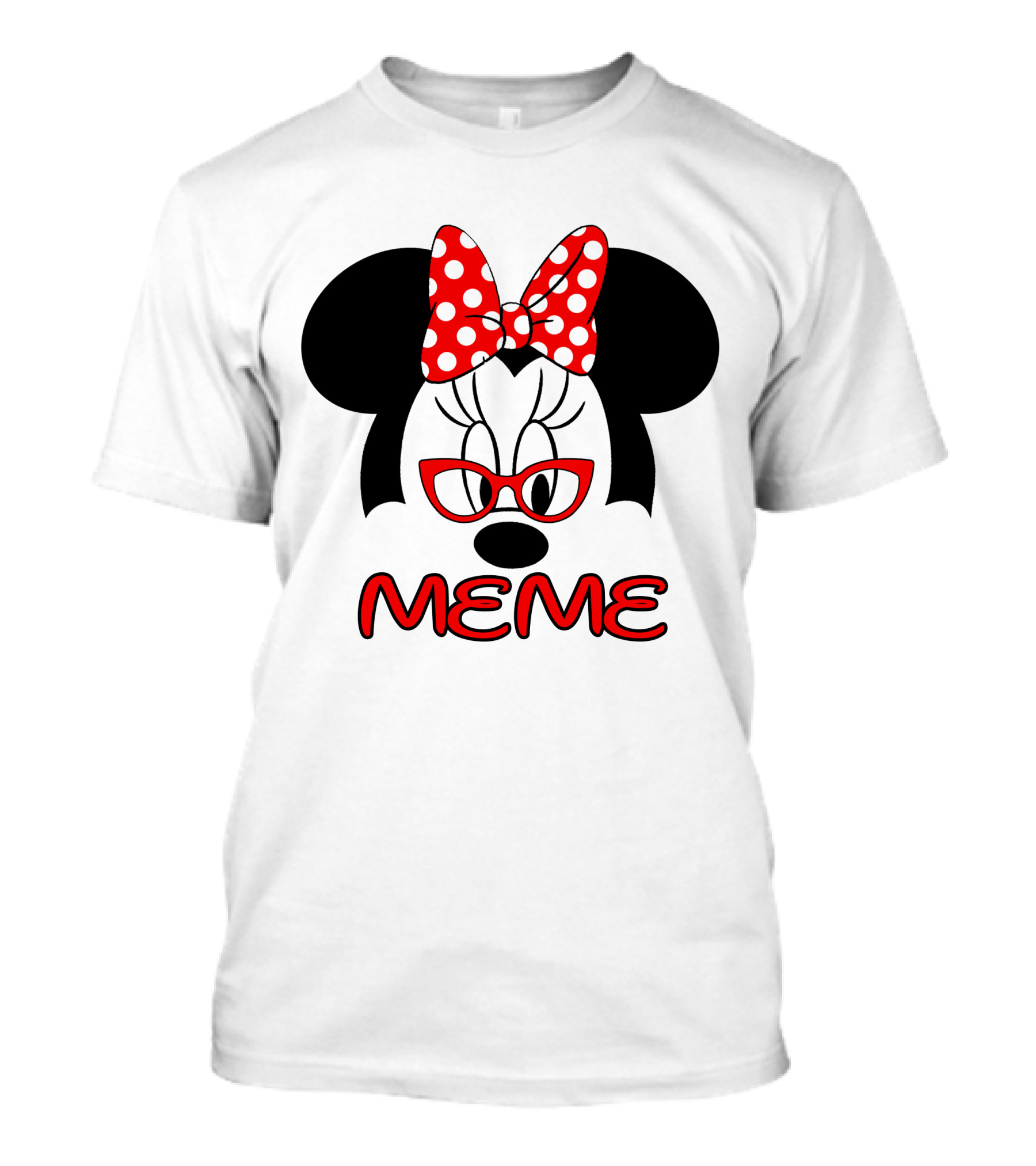 Minnie Meme Red Glasses Bow Dots T-Shirt