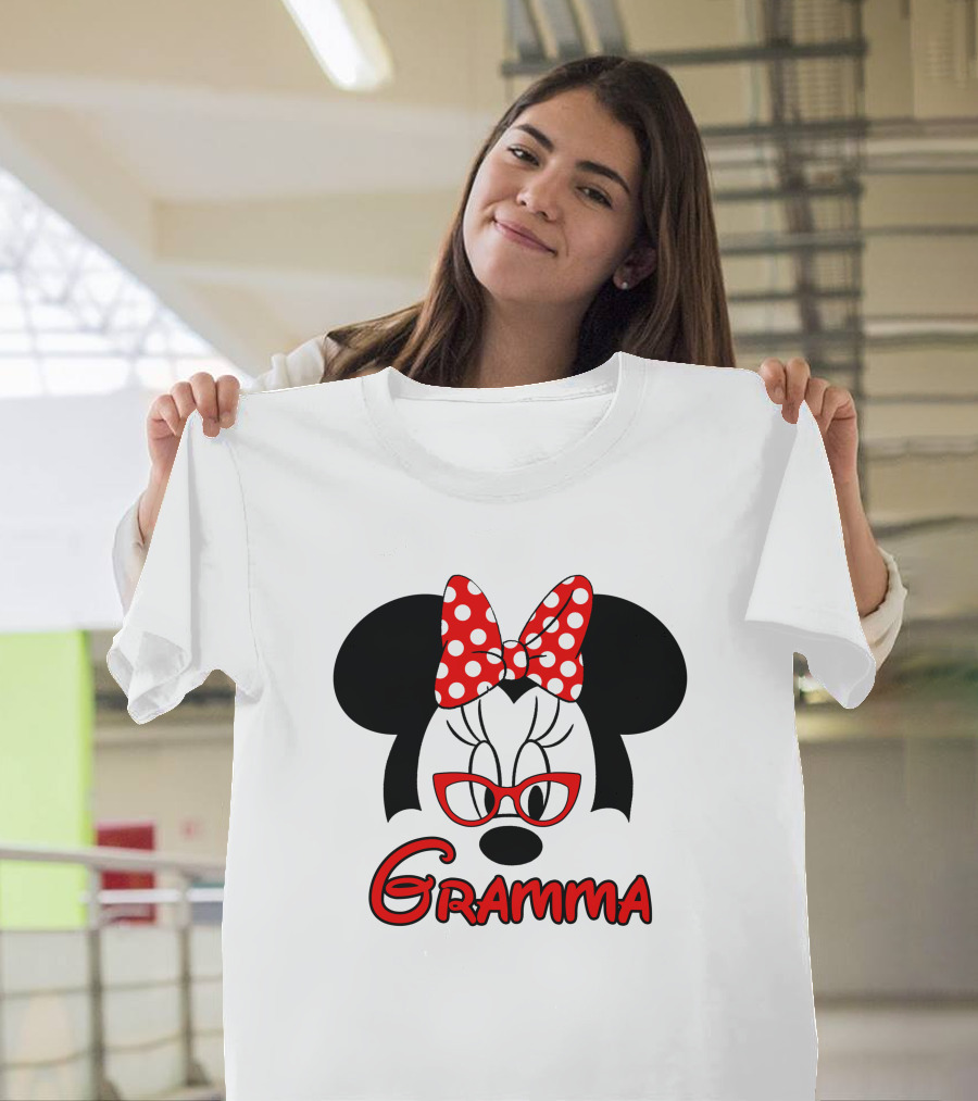 Minnie Mouse Gramma Red Glasses and Polka Dot Bow T-Shirt