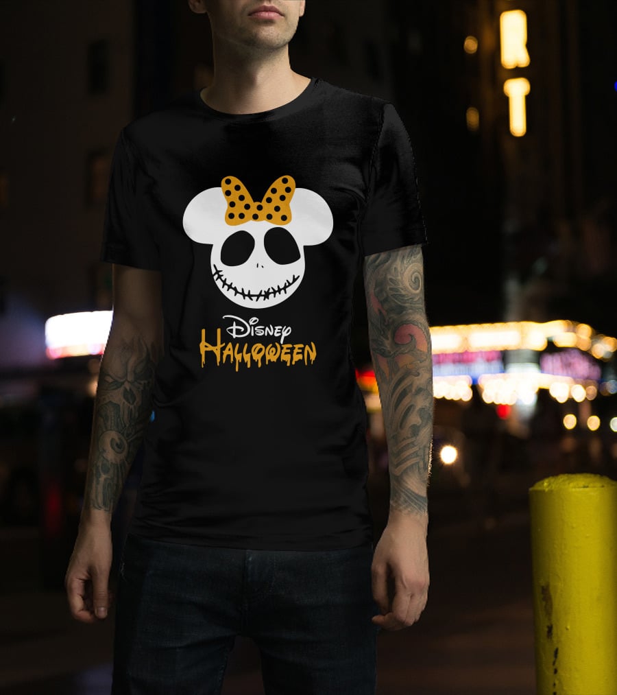 Disney Halloween Minnie Mouse Skull Bow T-Shirt