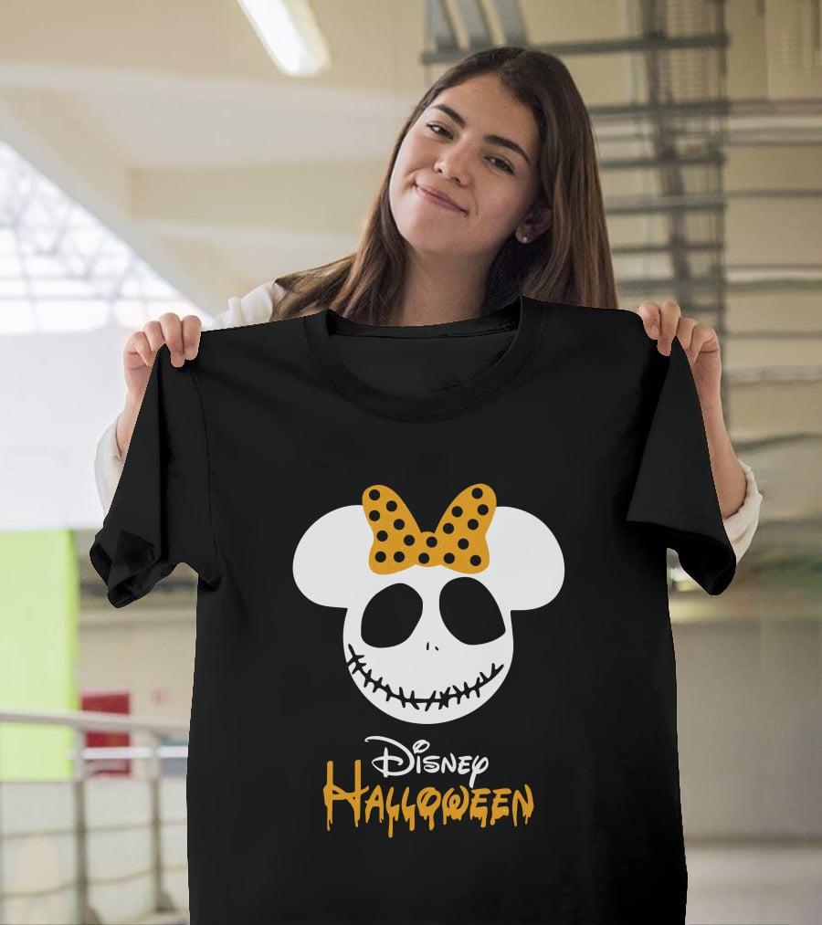 Disney Halloween Minnie Mouse Skull Bow T-Shirt