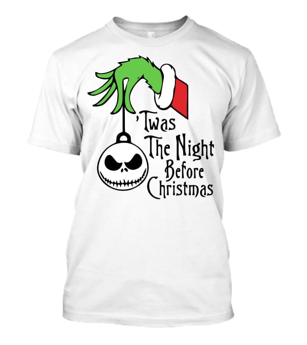 'Twas The Night Before Christmas Grinch Hand Jack Skellington T-Shirt