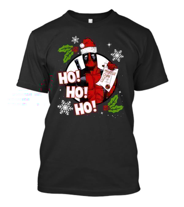Deadpool Naughty List Ho Ho Ho Christmas T-Shirt