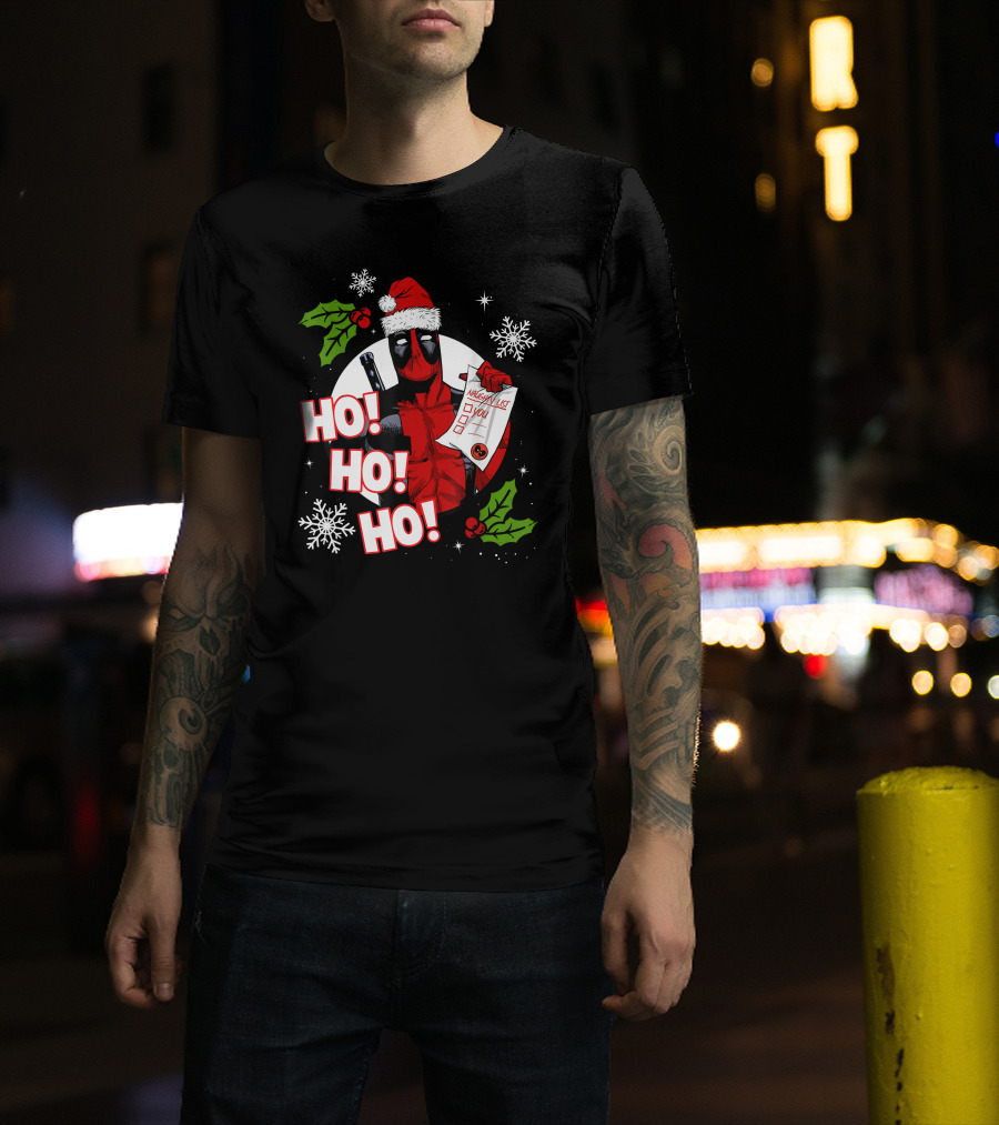 Deadpool Naughty List Ho Ho Ho Christmas T-Shirt
