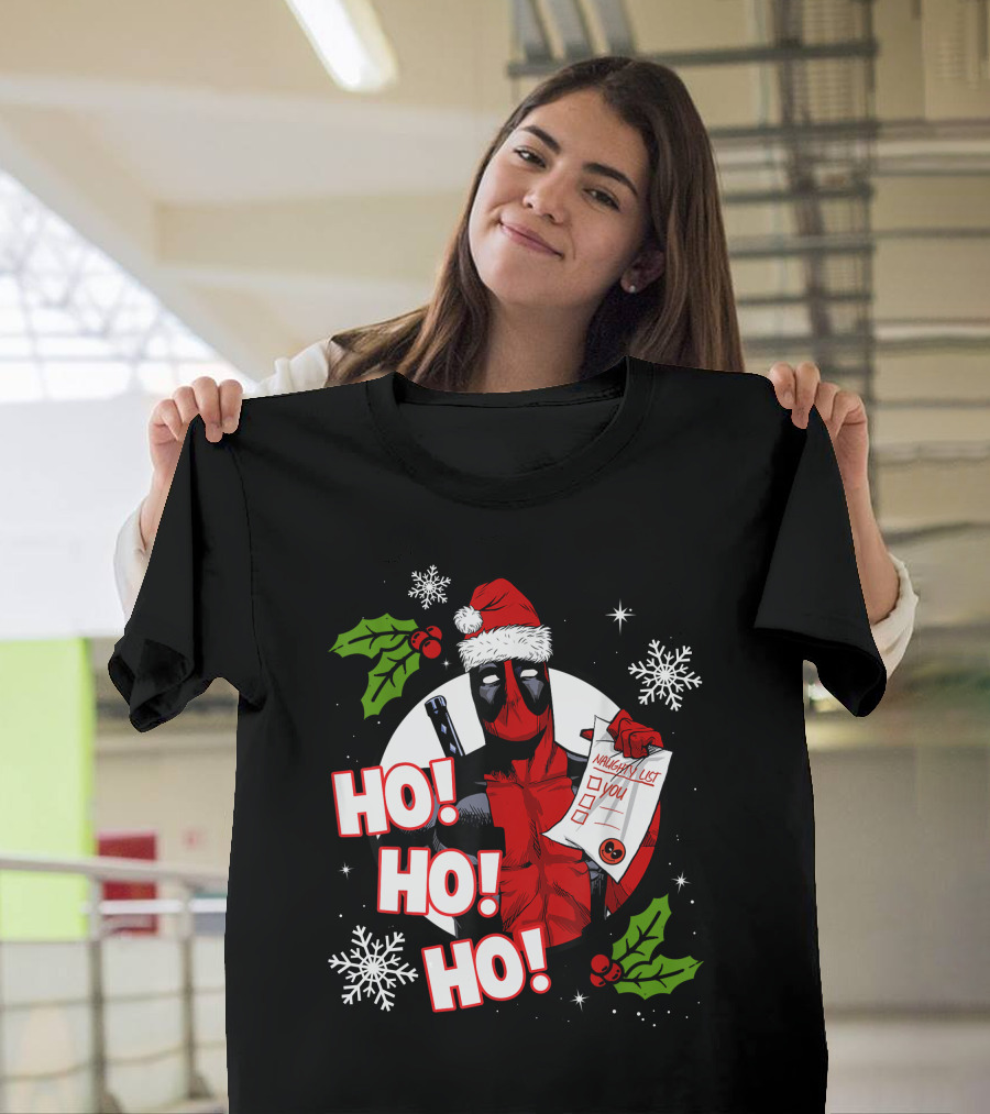 Deadpool Naughty List Ho Ho Ho Christmas T-Shirt