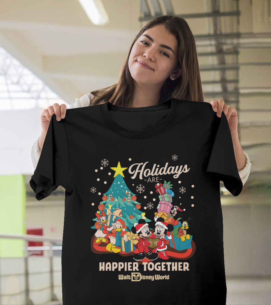 Walt Disney World Holidays Are Happier Together Mickey Minnie Christmas Tree T-Shirt