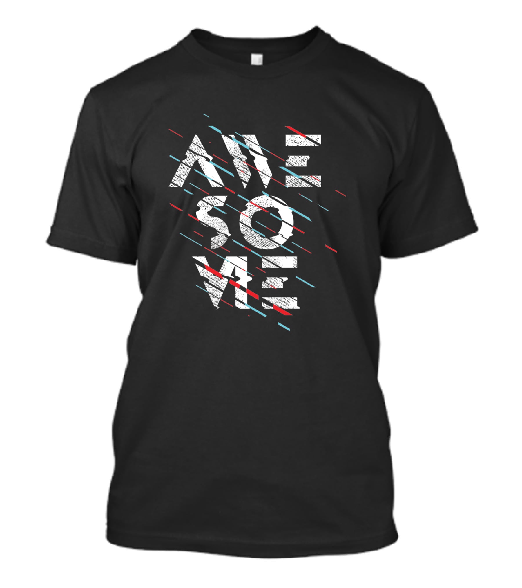 AWESOME Type 1718014 Geometric Glitch Text T-Shirt