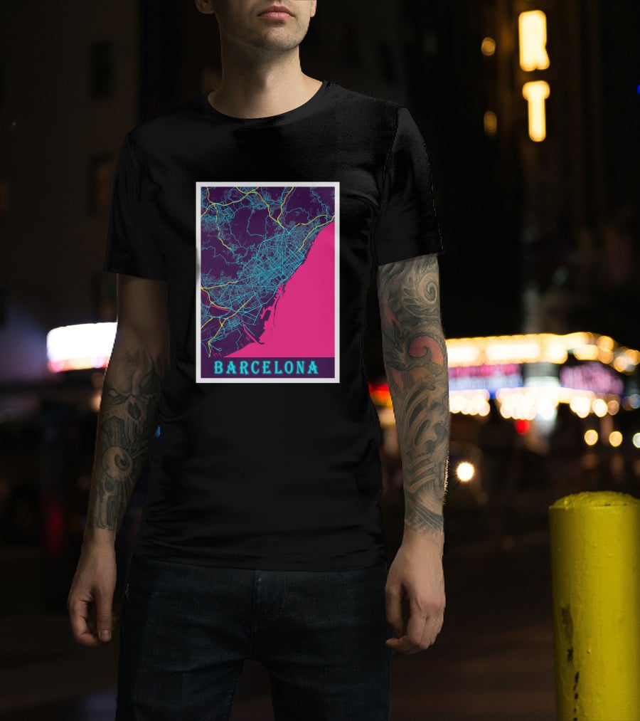 Barcelona Neon City Map 1670368 T-Shirt