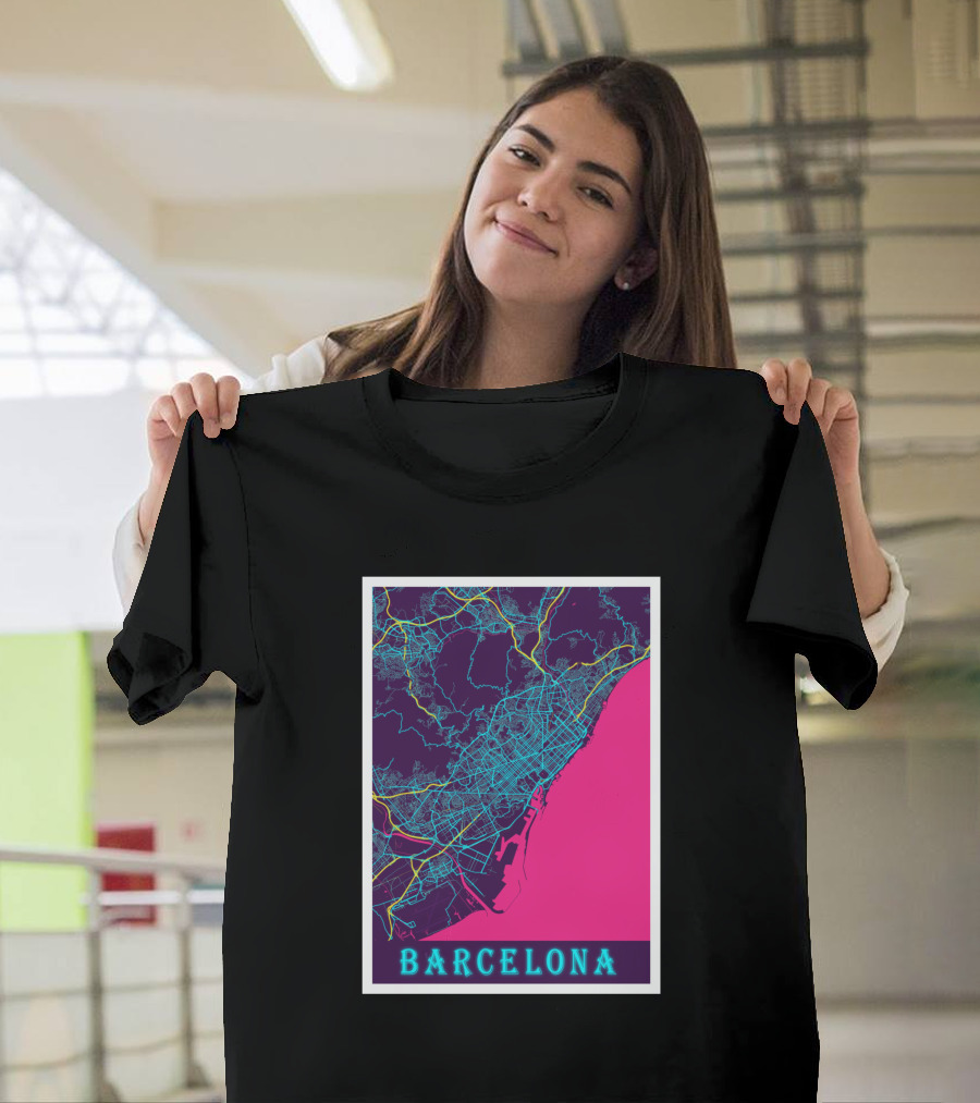 Barcelona Neon City Map 1670368 T-Shirt