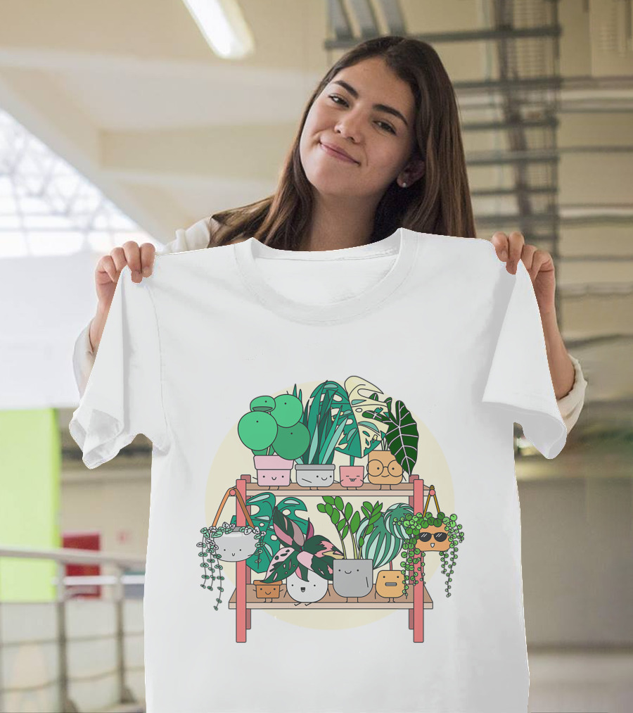 Little Joyful Plant Stand with Happy Houseplants T-Shirt