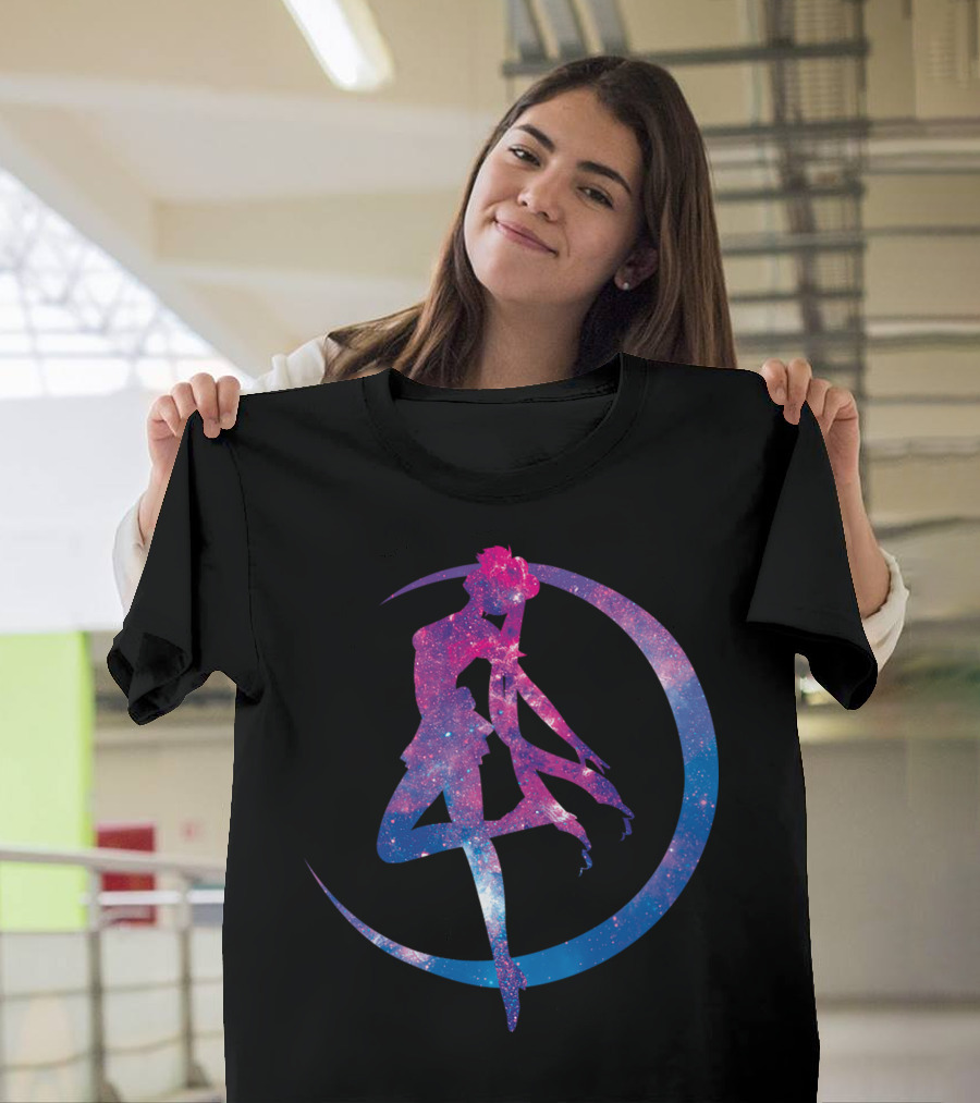 Sailor Moon Galaxy Silhouette Lunar Pose T-Shirt