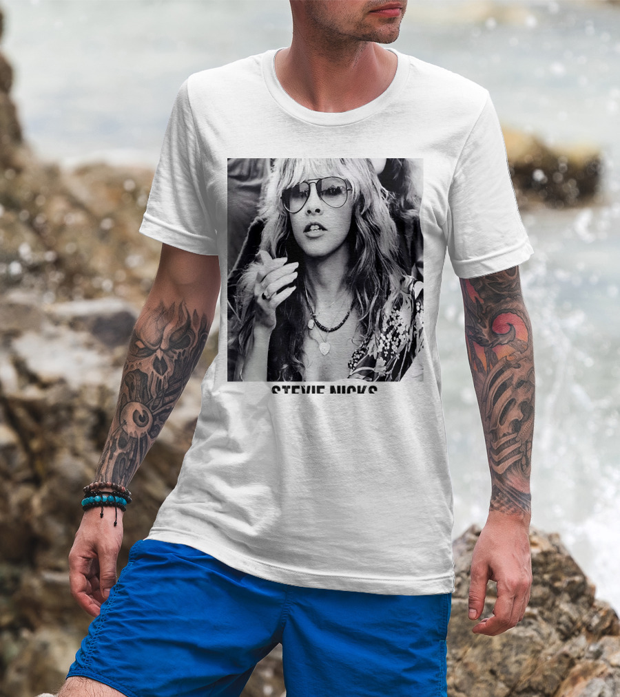 Stevie Nicks Black And White Portrait T-Shirt