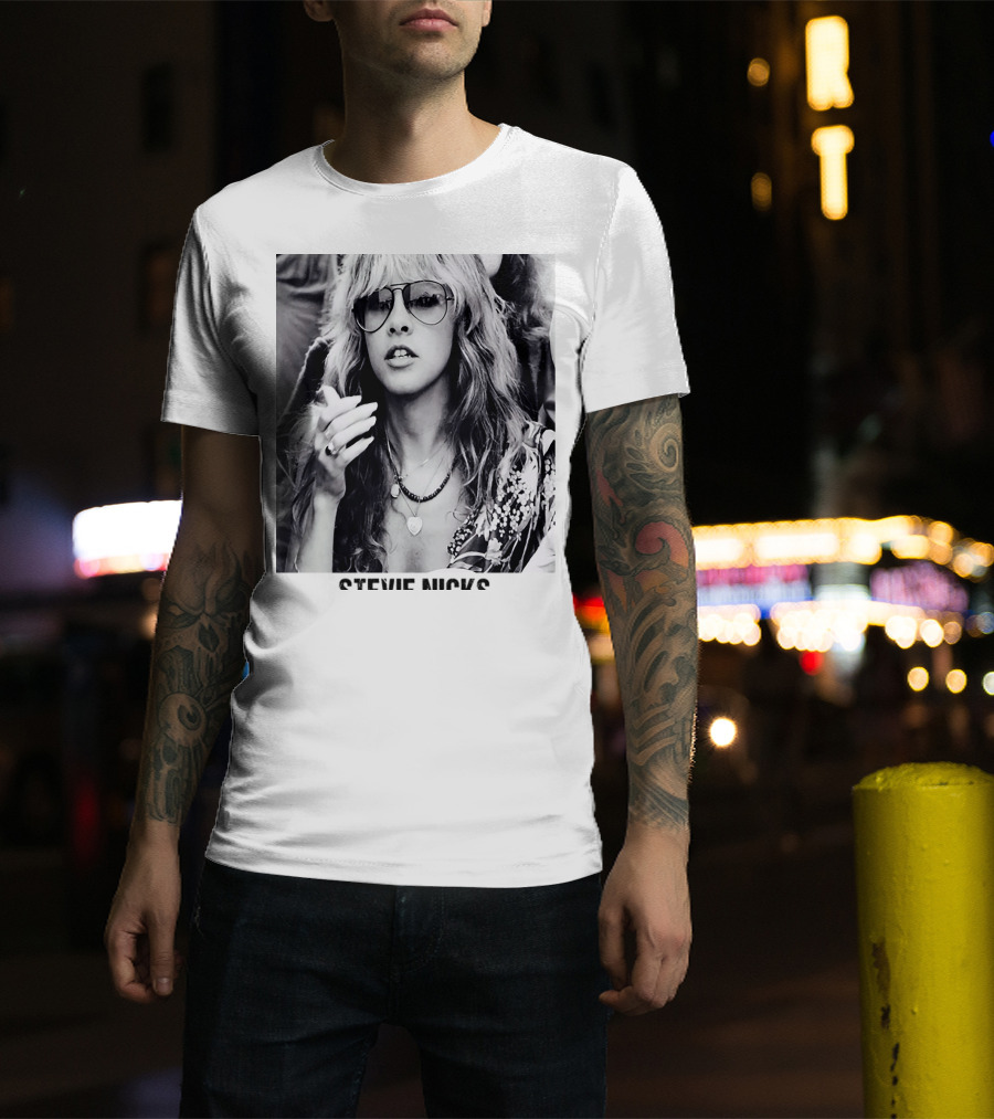 Stevie Nicks Black And White Portrait T-Shirt