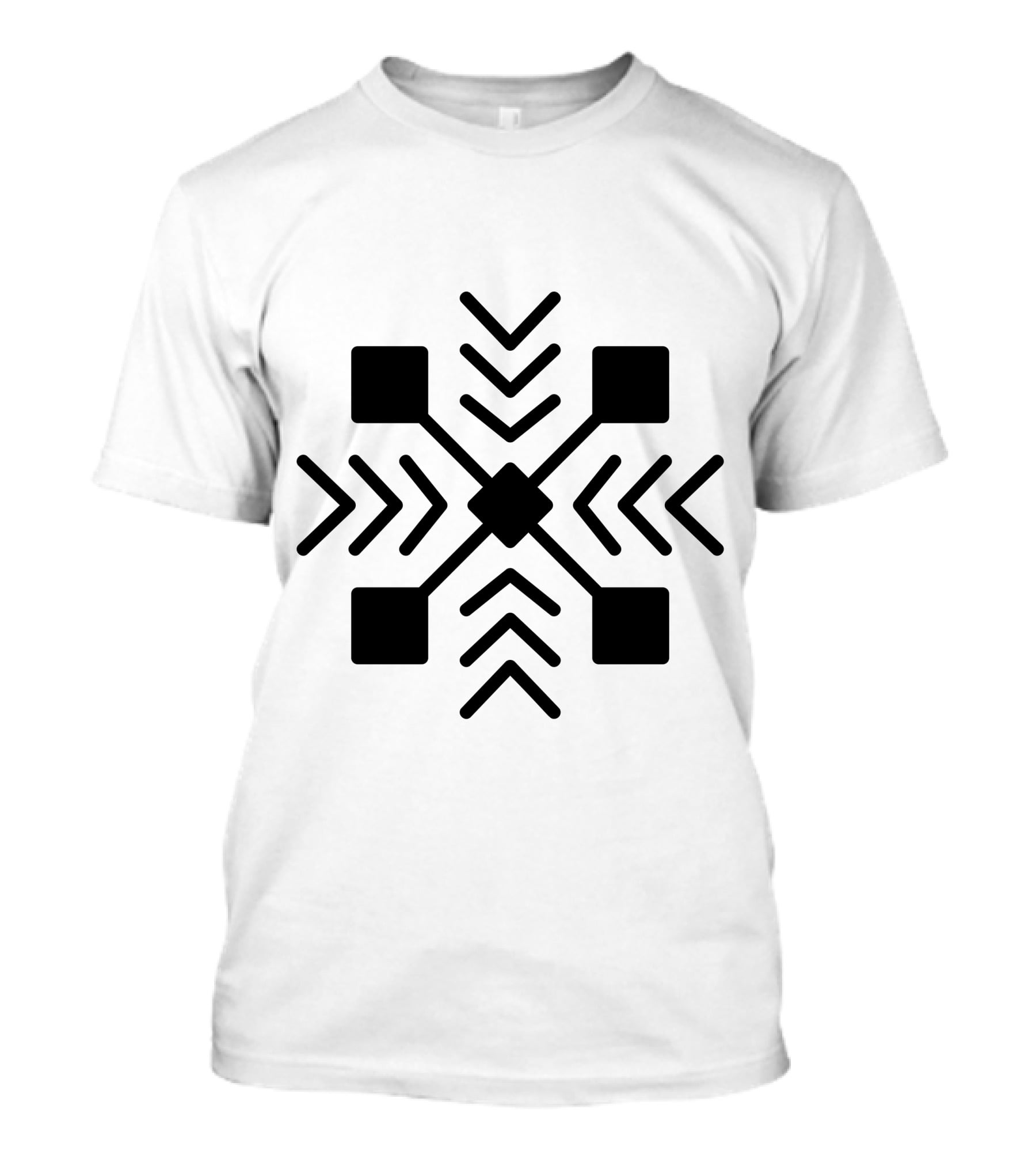 Tribal Symbols Adinkra Crossed Double Arrows Square Motif T-Shirt